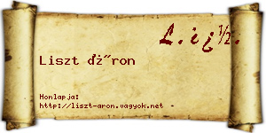 Liszt Áron névjegykártya